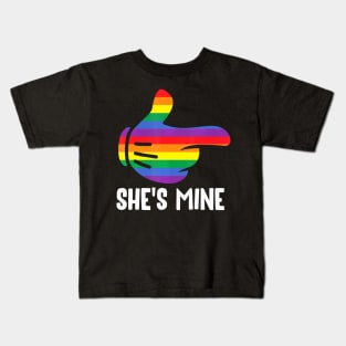 Shes Mine Lesbian Couple Rainbow Lgbt Pride Matching Kids T-Shirt